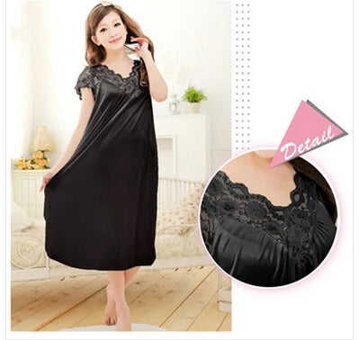 Free shipping women lace sexy nightdress girls plus size bathrobe Large size Sleepwear nightgown Y02-3