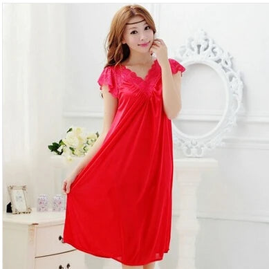 Free shipping women lace sexy nightdress girls plus size bathrobe Large size Sleepwear nightgown Y02-3