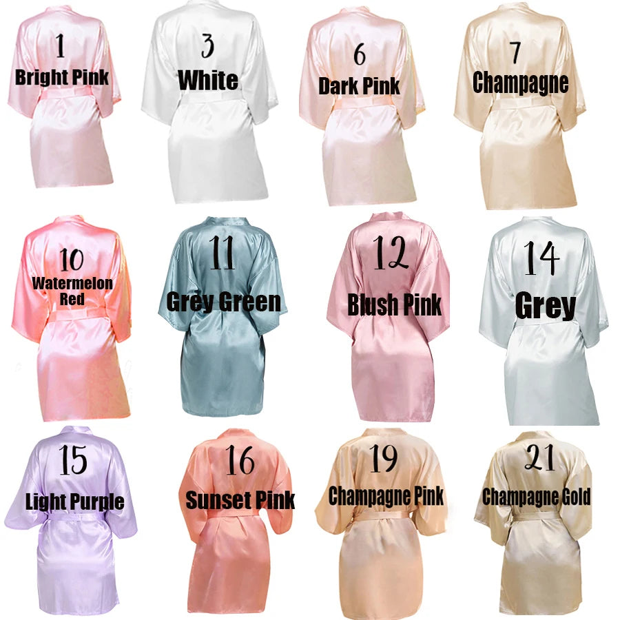 Personalized Custom Name Satin Robe Pajamas  Wedding Bridesmaid Gifts Bridal Party Robes Wedding Satin Dressing Gown