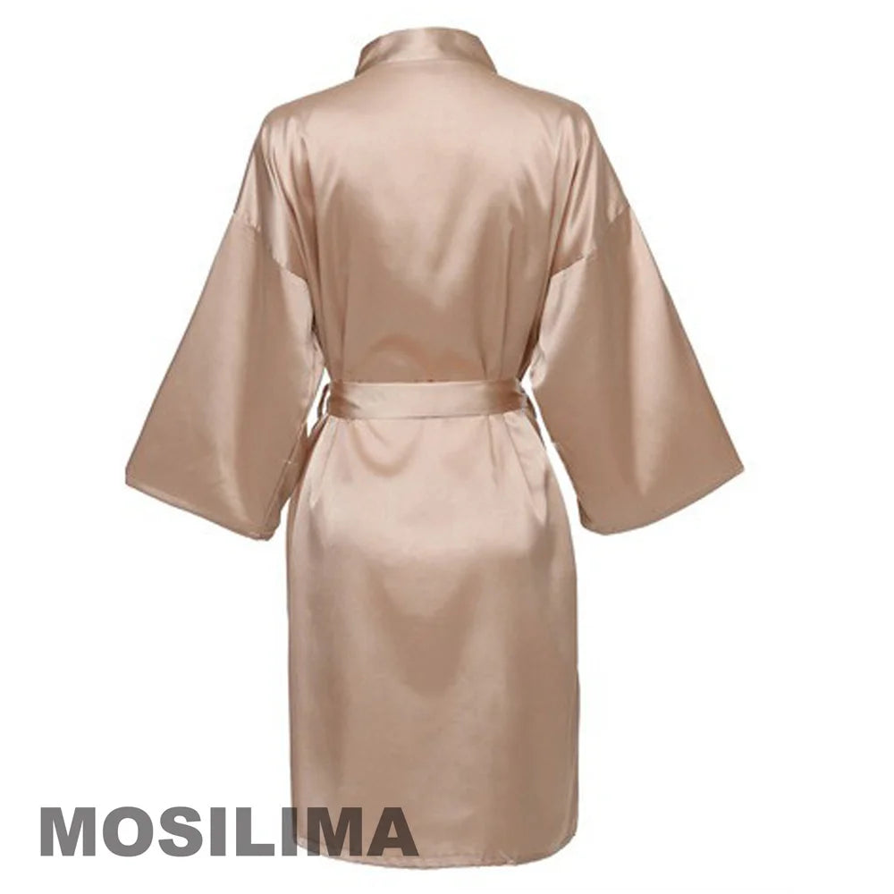 Wedding Party Team Bride Robe With Black Letters Kimono Satin Pajamas Bridesmaid Bathrobe SP2000