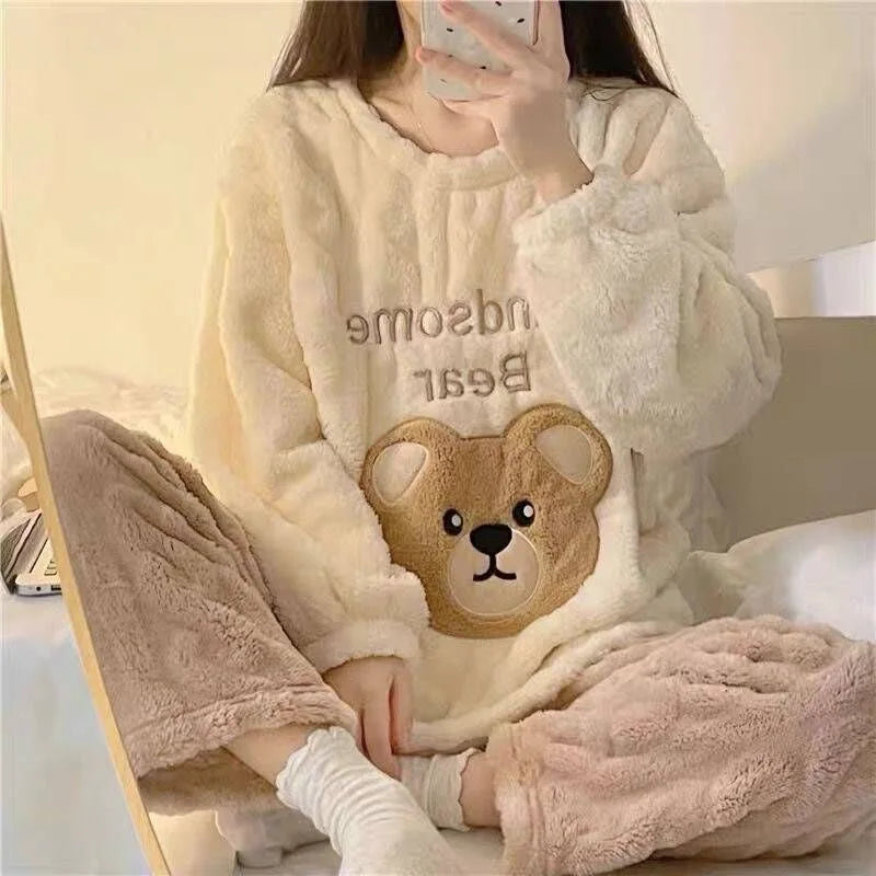 Hot Kawaii Pochacco Pajamas Pajamas Girls Tops Hello Kitty Round Neck Pullover Long Sleeve Trousers Sweet Warm Casual Home Wear