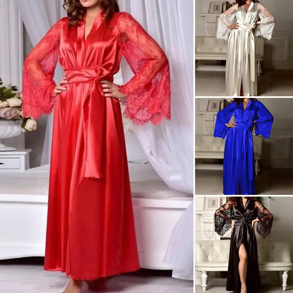 Fabulous Big Sleeves Perspective Lady Sleeping Gown Cardigan Lady Pajamas Sexy Comfortable Lady Nightgown for Bedroom