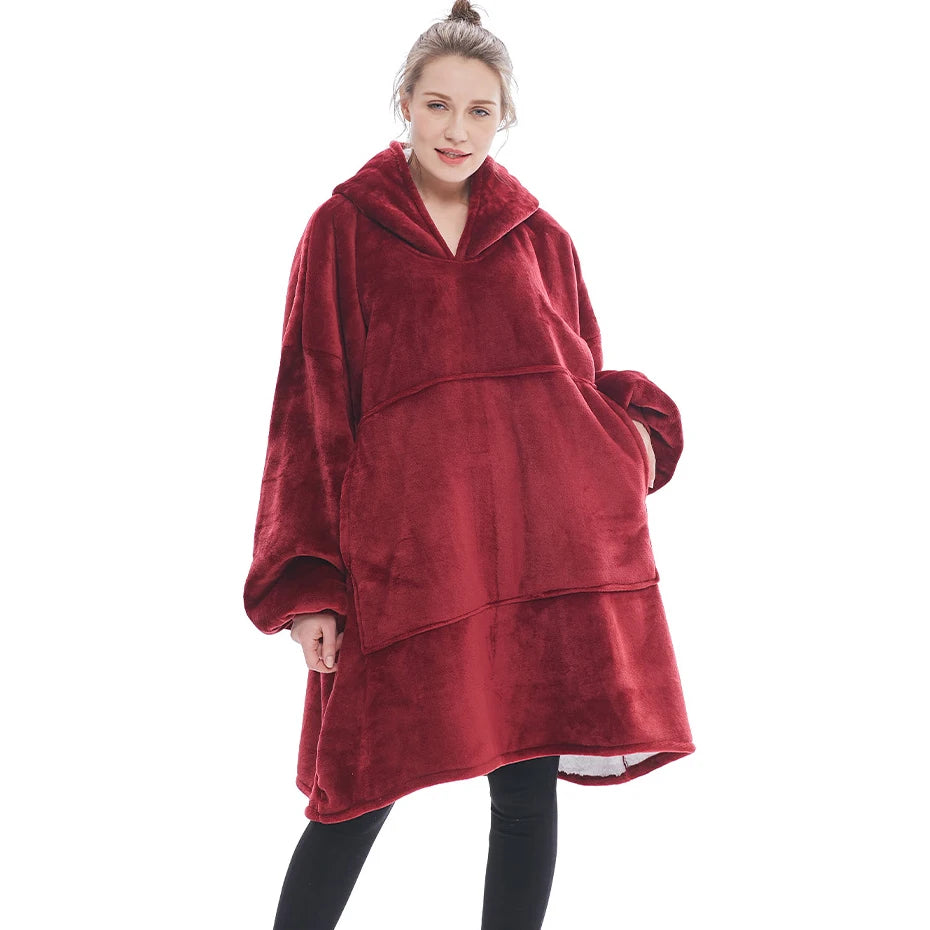 Winter Warm Sleepwear With Pocket Flannel Thick Sleepwear Oversized Nightgown Coral Fleece Soft Hoodies Sleepdress Loungewear