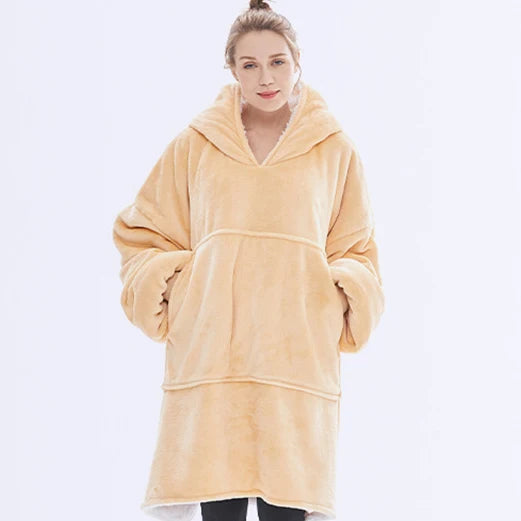 Winter Warm Sleepwear With Pocket Flannel Thick Sleepwear Oversized Nightgown Coral Fleece Soft Hoodies Sleepdress Loungewear