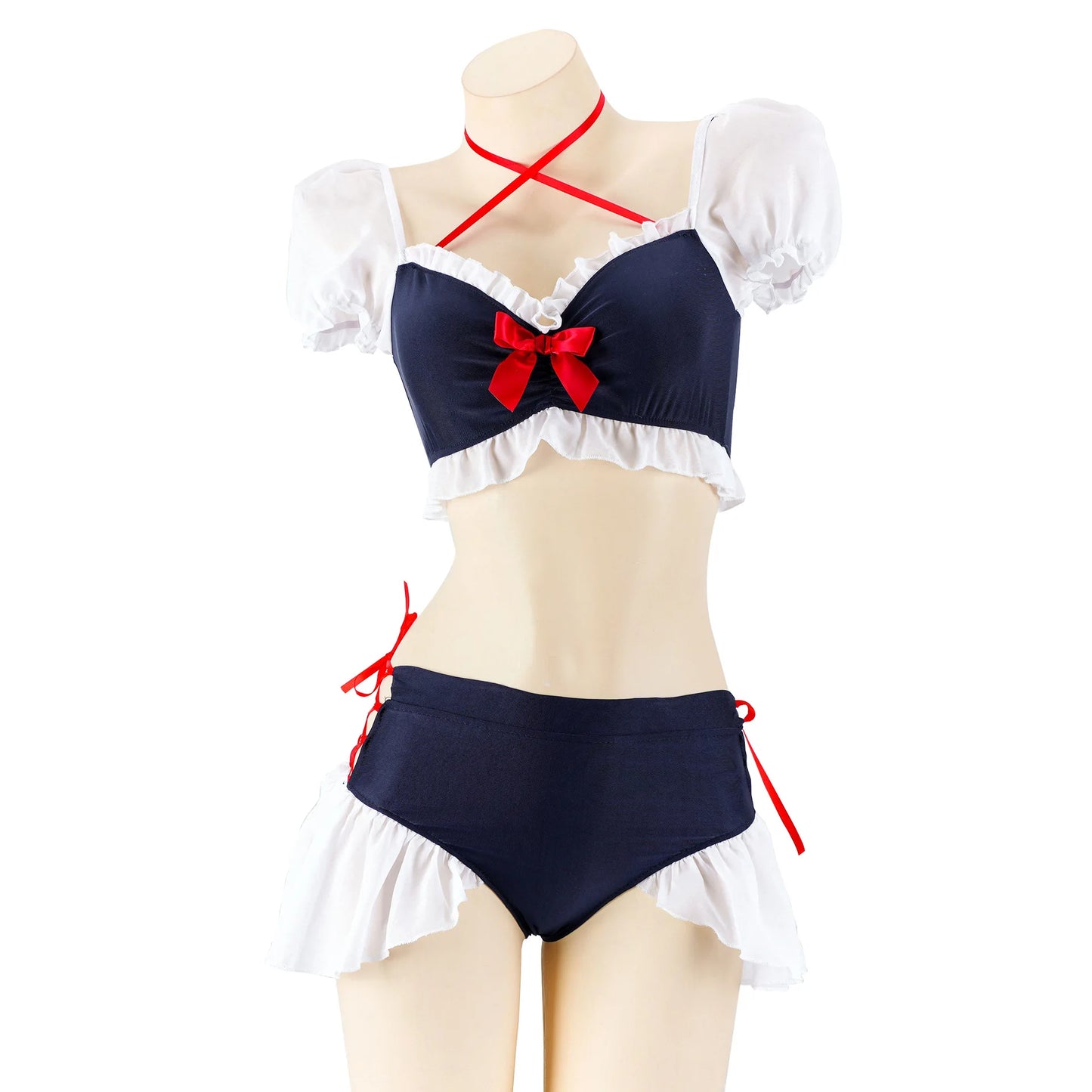 Hot Toys Cute Anime Princess Girl Lolita Chiffon Ruffle Swimsuit Unifrom Women Beach Bikini Underwear Outfits Costumes Cosplay