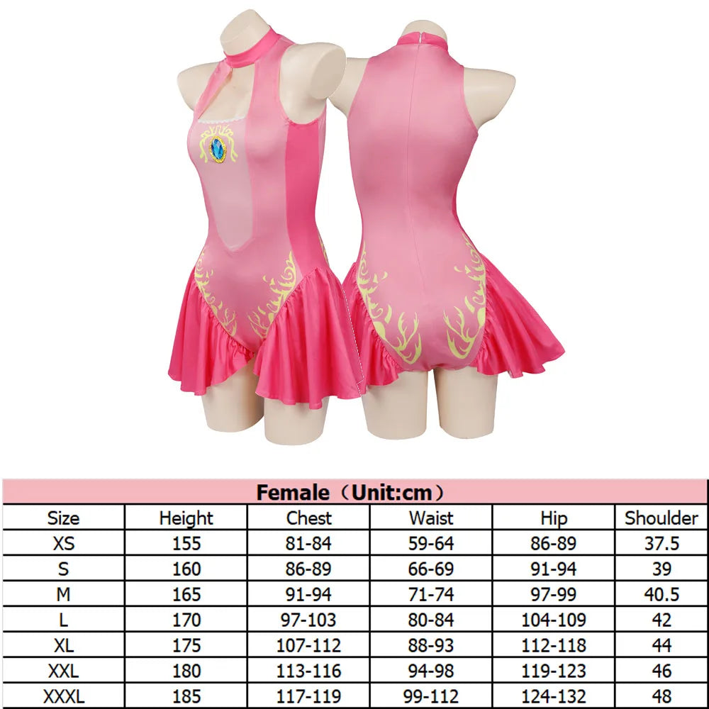 Princess Peach Cosplay Swimsuit Summer Game Roleplay Swimwear Bikinis Women Costume Fancy Dress Beach Waves Party Clothes