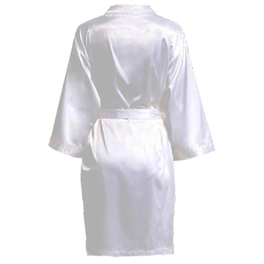 Wedding Party Team Bride Robe Without Letters Kimono Satin Pajamas Bridesmaid Plain Bathrobe SP088