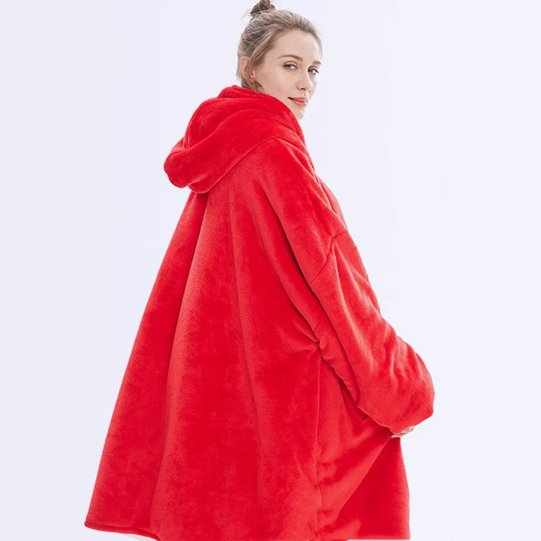 Winter Warm Sleepwear With Pocket Flannel Thick Sleepwear Oversized Nightgown Coral Fleece Soft Hoodies Sleepdress Loungewear