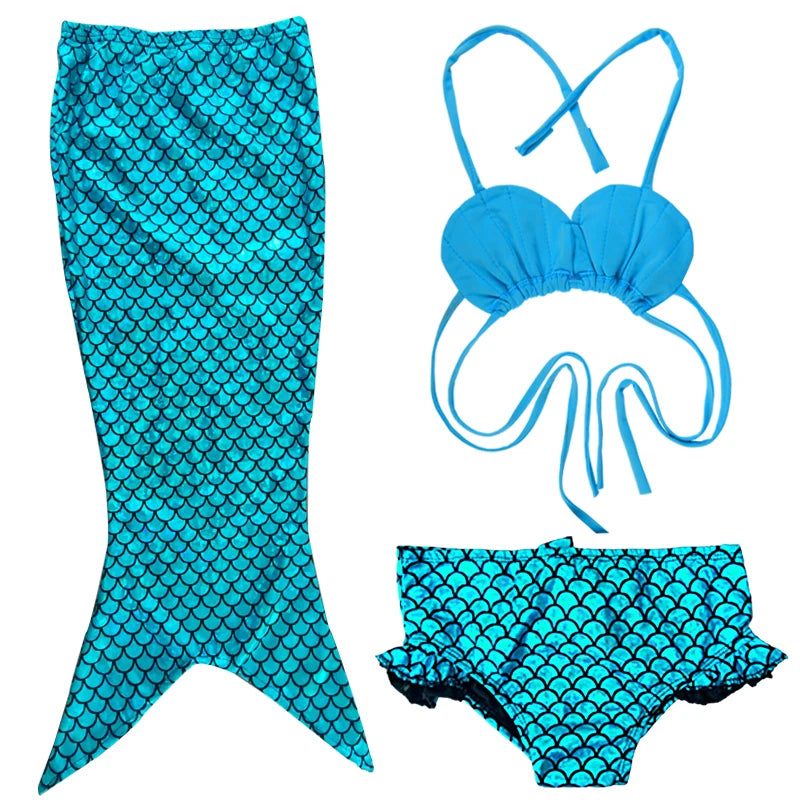 Mermaid Cosplay Costume 3 piece girls holiday gift Mermaid Tail Swim bikini set Swimsuit