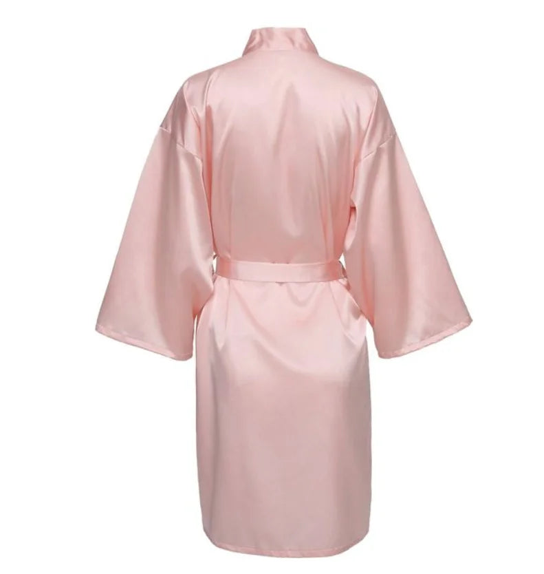 Wedding Party Team Bride Robe With Black Letters Kimono Satin Pajamas Bridesmaid Bathrobe SP2000