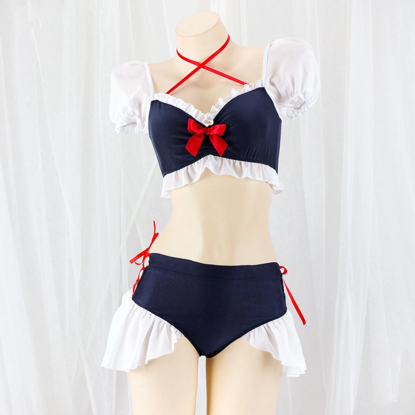 Hot Toys Cute Anime Princess Girl Lolita Chiffon Ruffle Swimsuit Unifrom Women Beach Bikini Underwear Outfits Costumes Cosplay