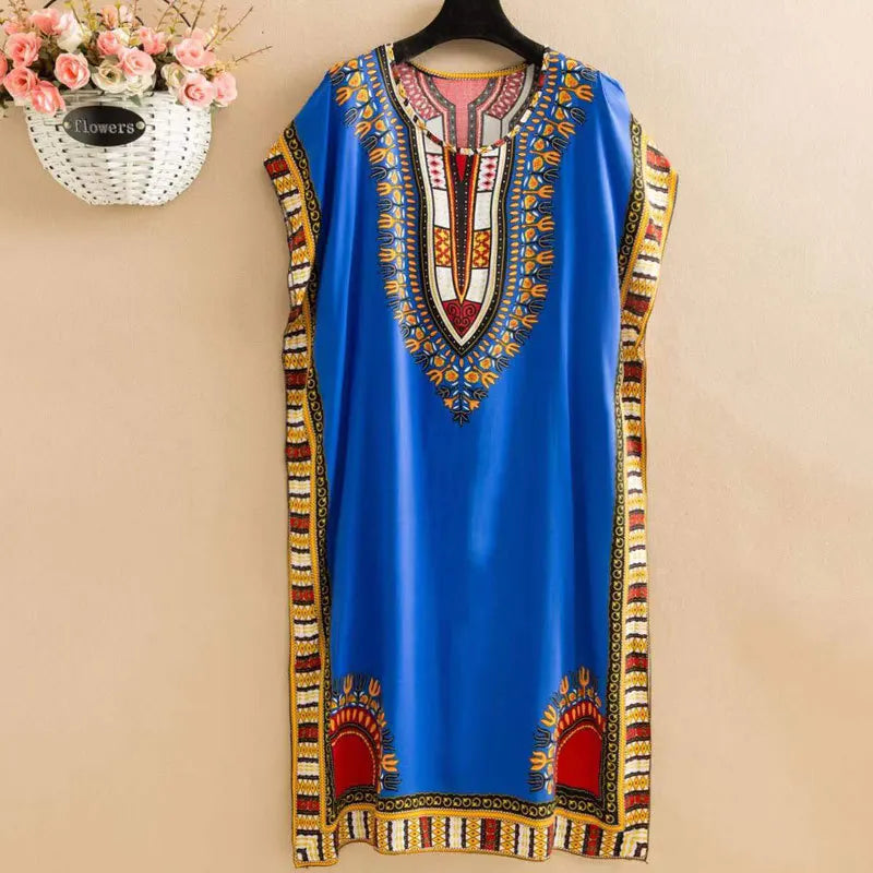 Fdfklak Mid-Length Ethnic Style Nightdress Beach Sleeveless Summer Nightgowns Women Sleepwear Nightshirt Loose Mother Dress