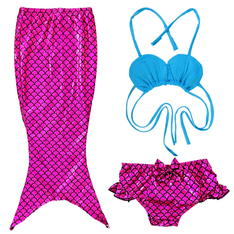 Mermaid Cosplay Costume 3 piece girls holiday gift Mermaid Tail Swim bikini set Swimsuit