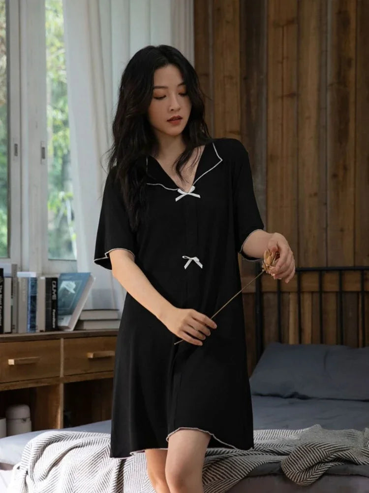 150kg Plus SIze Women Sexy Nightdress Summer Thin Short Sleeve Loose Maternity Loungewear Oversized Pajamas Soft Home Clothes