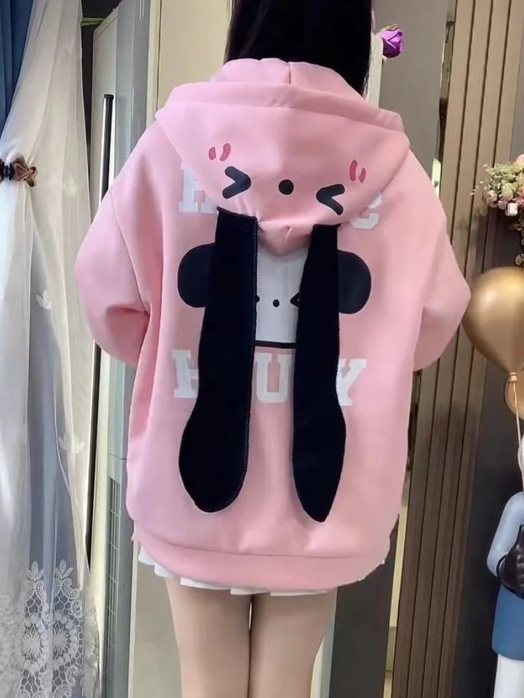 Kawaii Sanrios hello kitty cartoon hooded girl sweatshirt Pochacco autumn winter loose cardigan couple sweet casual tops jacket