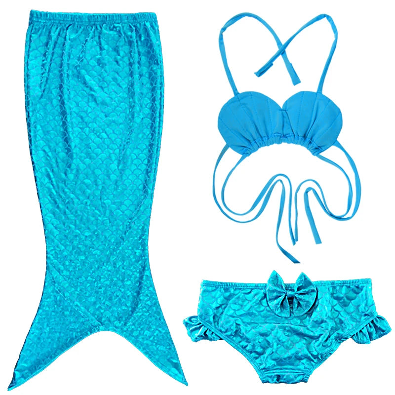 Mermaid Cosplay Costume 3 piece girls holiday gift Mermaid Tail Swim bikini set Swimsuit