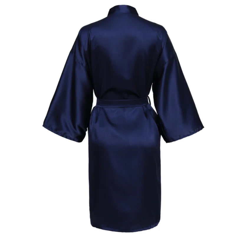 Wedding Party Team Bride Robe With Black Letters Kimono Satin Pajamas Bridesmaid Bathrobe SP2000