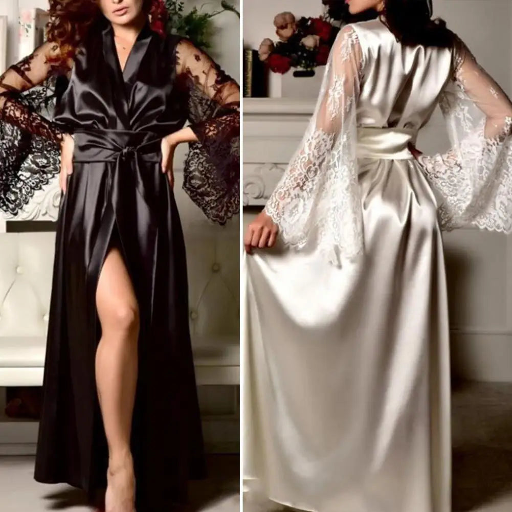 Fabulous Big Sleeves Perspective Lady Sleeping Gown Cardigan Lady Pajamas Sexy Comfortable Lady Nightgown for Bedroom