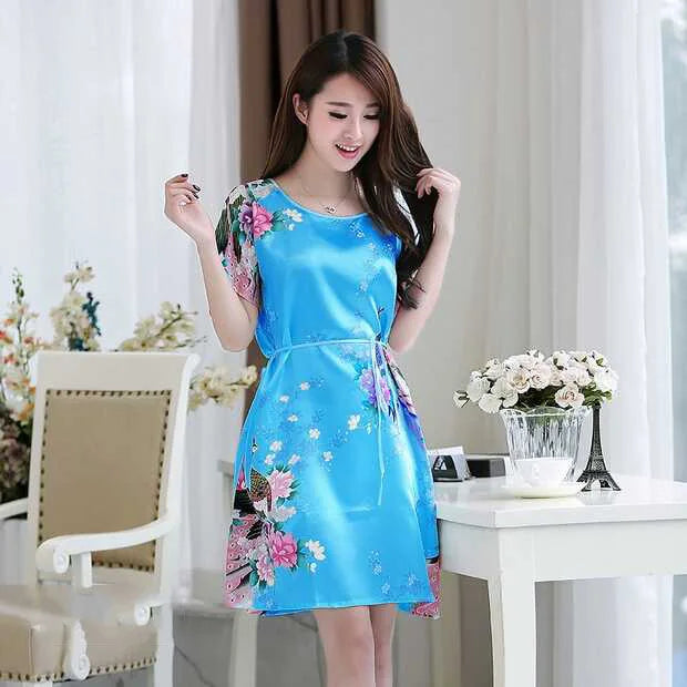 Night Skirt Female Summer Korean Student Cute Dress Plus Size Home Service Feminine Women's Ice Silk Pajamas Can Be Worn Outside