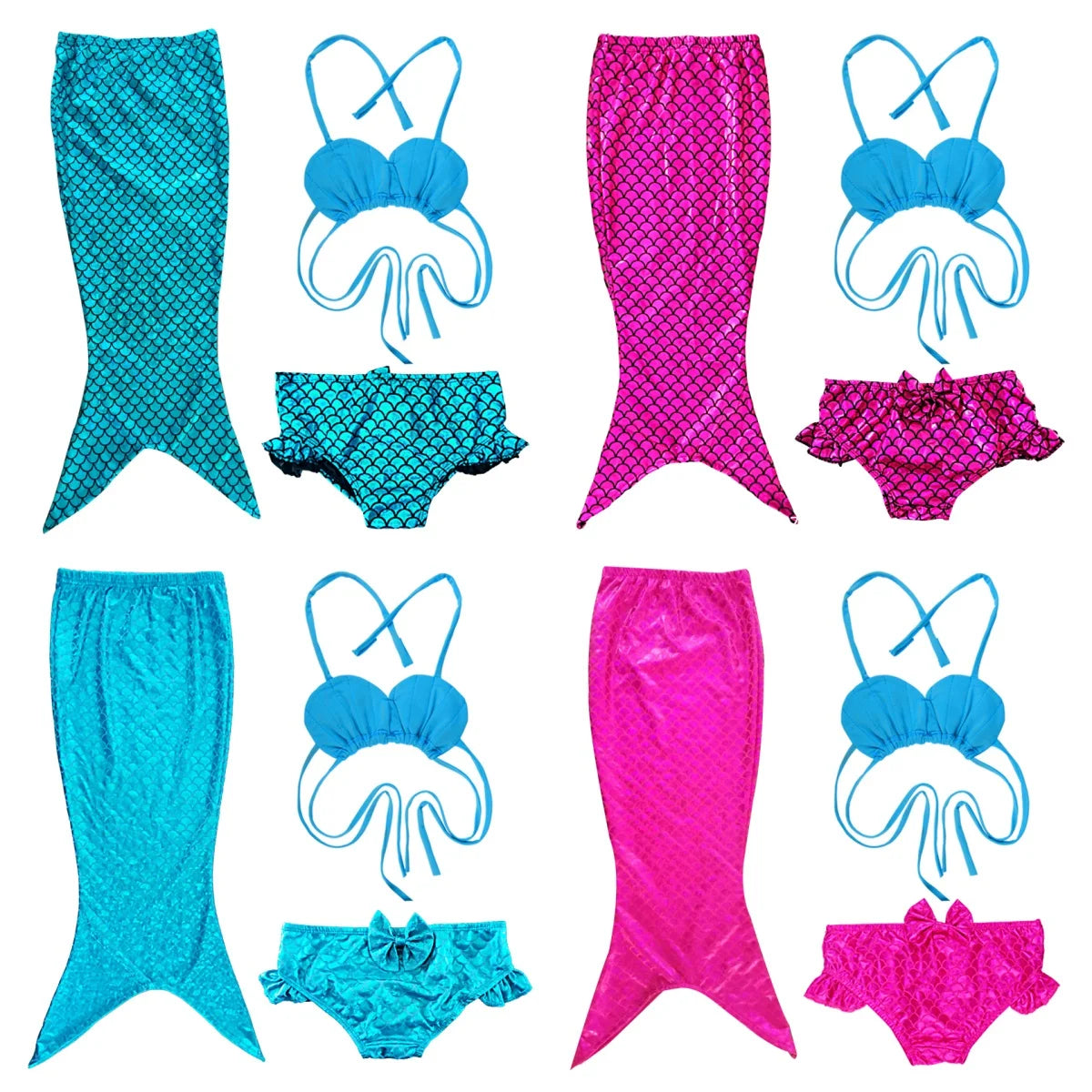 Mermaid Cosplay Costume 3 piece girls holiday gift Mermaid Tail Swim bikini set Swimsuit