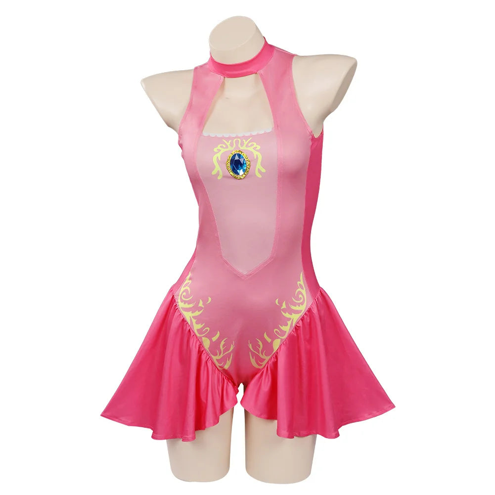 Princess Peach Cosplay Swimsuit Summer Game Roleplay Swimwear Bikinis Women Costume Fancy Dress Beach Waves Party Clothes