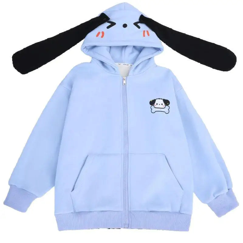 Kawaii Sanrios hello kitty cartoon hooded girl sweatshirt Pochacco autumn winter loose cardigan couple sweet casual tops jacket