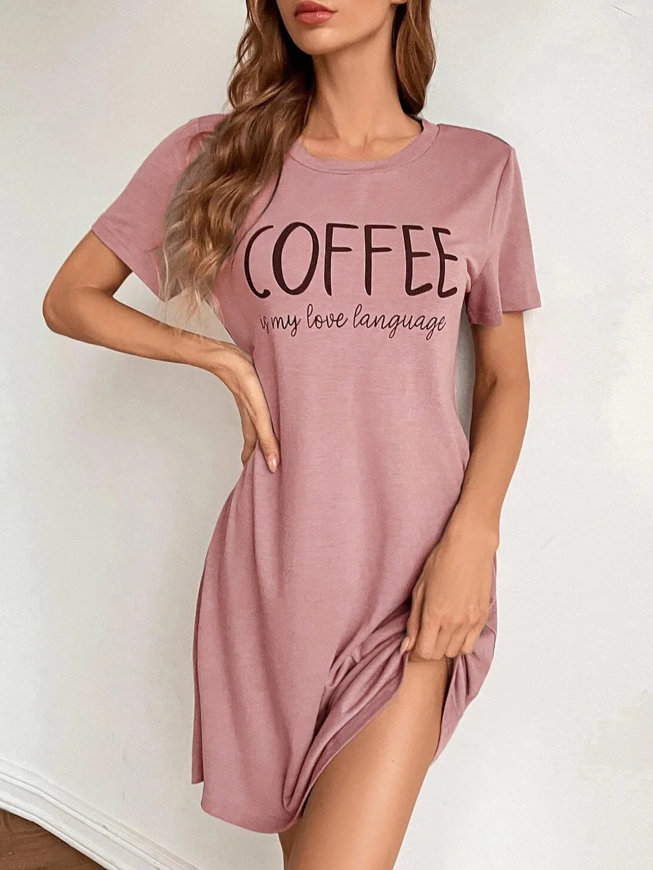 Summer Sexy Sleepwear Casual Night Dress Women O-neck Short Sleeve Lingerie Letter Print Nighties Nightdress Nightwear Homewear