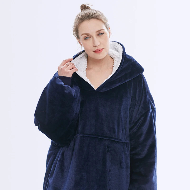 Winter Warm Sleepwear With Pocket Flannel Thick Sleepwear Oversized Nightgown Coral Fleece Soft Hoodies Sleepdress Loungewear