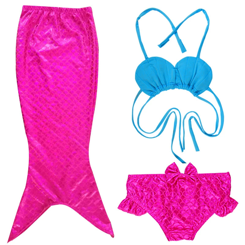 Mermaid Cosplay Costume 3 piece girls holiday gift Mermaid Tail Swim bikini set Swimsuit