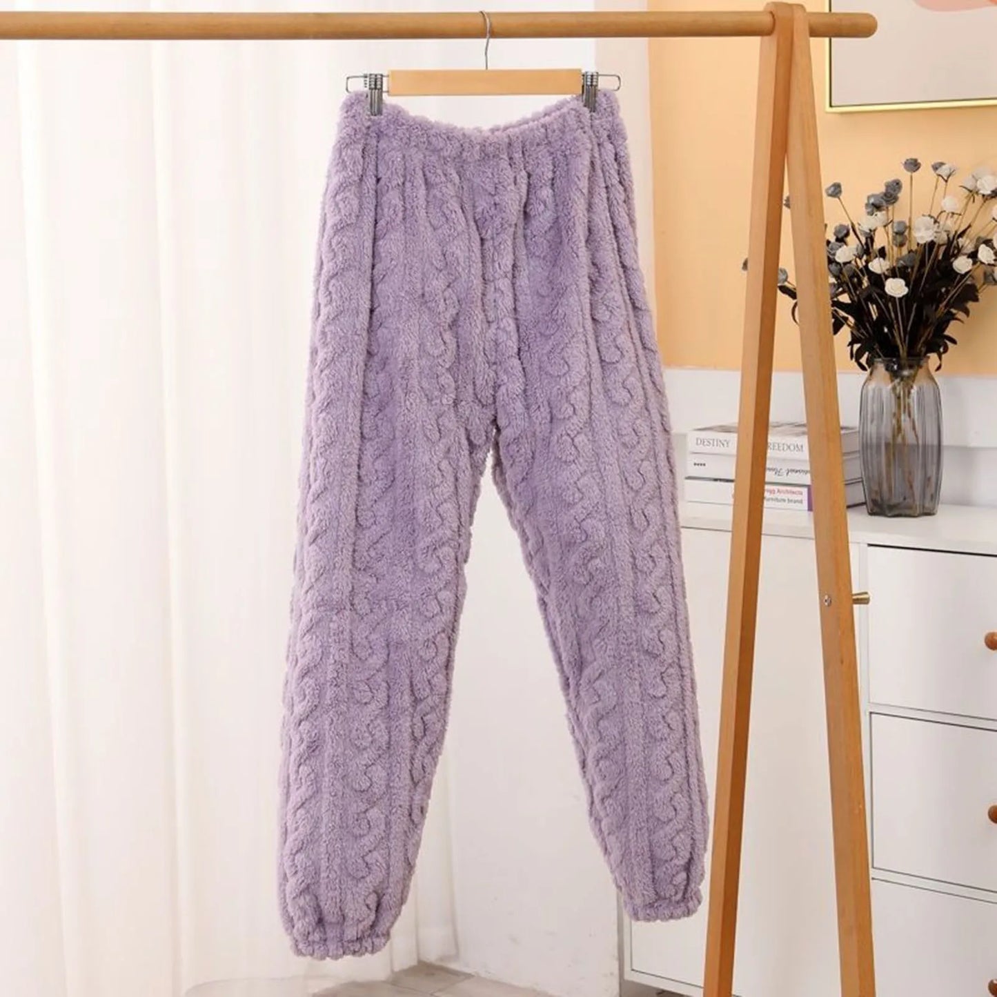 New Pajama Sets Women's Solid Long Sleeve Winter Woman Fluffy Pijama Suit with Pants Thick Warm Fleece Home Clothes for Female