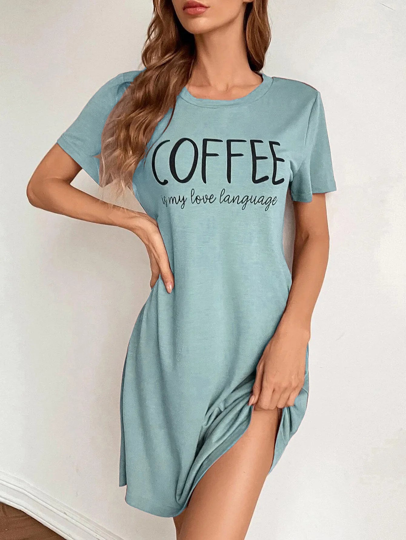 Summer Sexy Sleepwear Casual Night Dress Women O-neck Short Sleeve Lingerie Letter Print Nighties Nightdress Nightwear Homewear