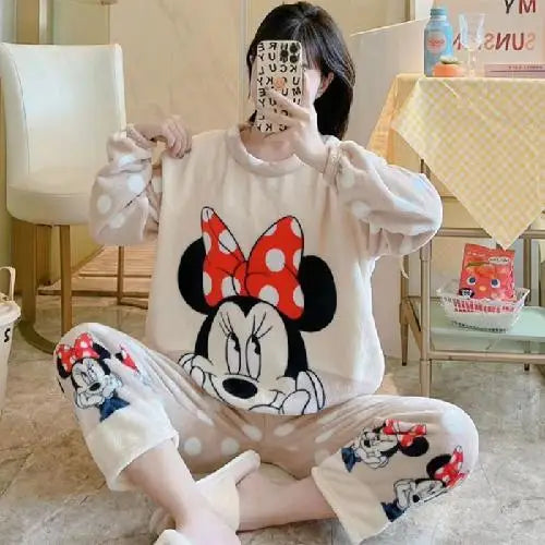 Hot Kawaii Hello Kitty Coral Velvet Pajamas Long-Sleeved Y2K Sanrio Tops Girls Pajama Pants Cute Cotton Jacket Casual Home Wear