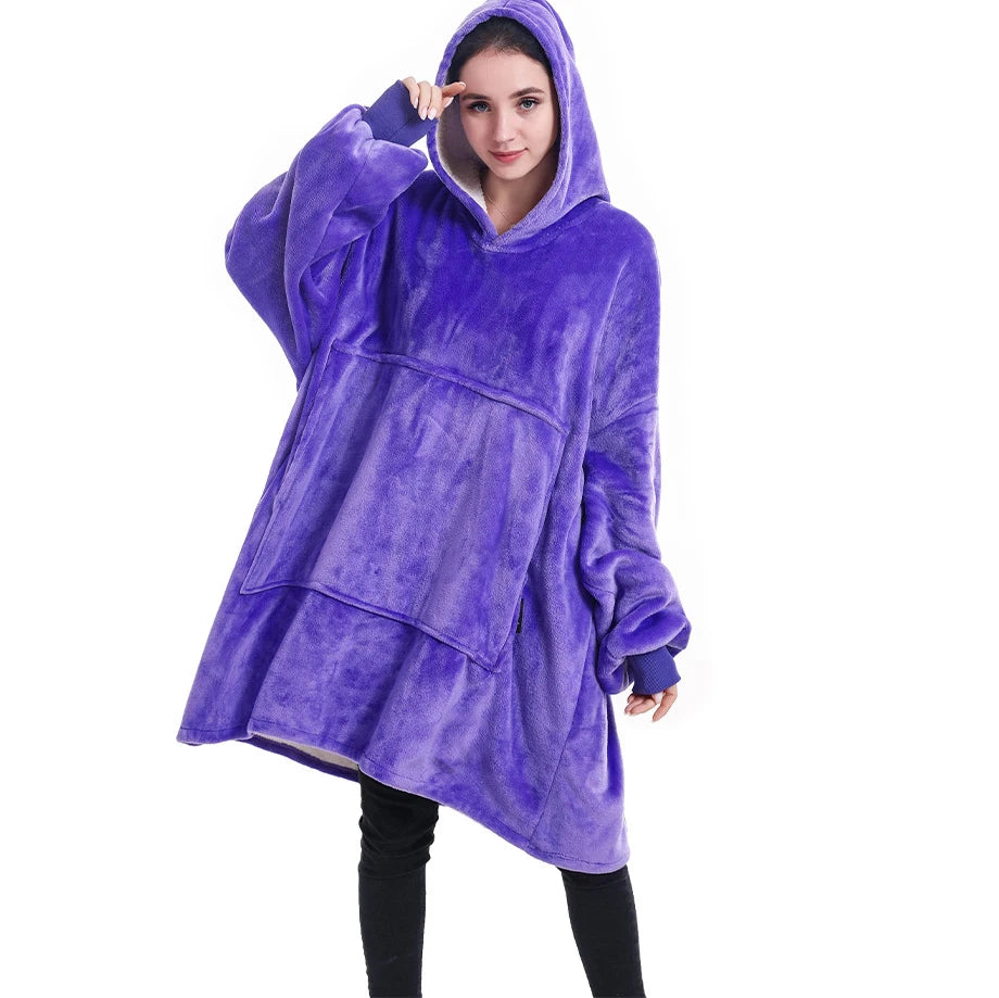 Winter Warm Sleepwear With Pocket Flannel Thick Sleepwear Oversized Nightgown Coral Fleece Soft Hoodies Sleepdress Loungewear