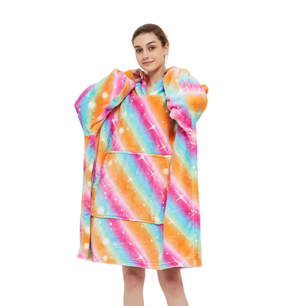 Winter Warm Sleepwear With Pocket Flannel Thick Sleepwear Oversized Nightgown Coral Fleece Soft Hoodies Sleepdress Loungewear