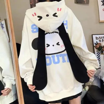 Kawaii Sanrios hello kitty cartoon hooded girl sweatshirt Pochacco autumn winter loose cardigan couple sweet casual tops jacket