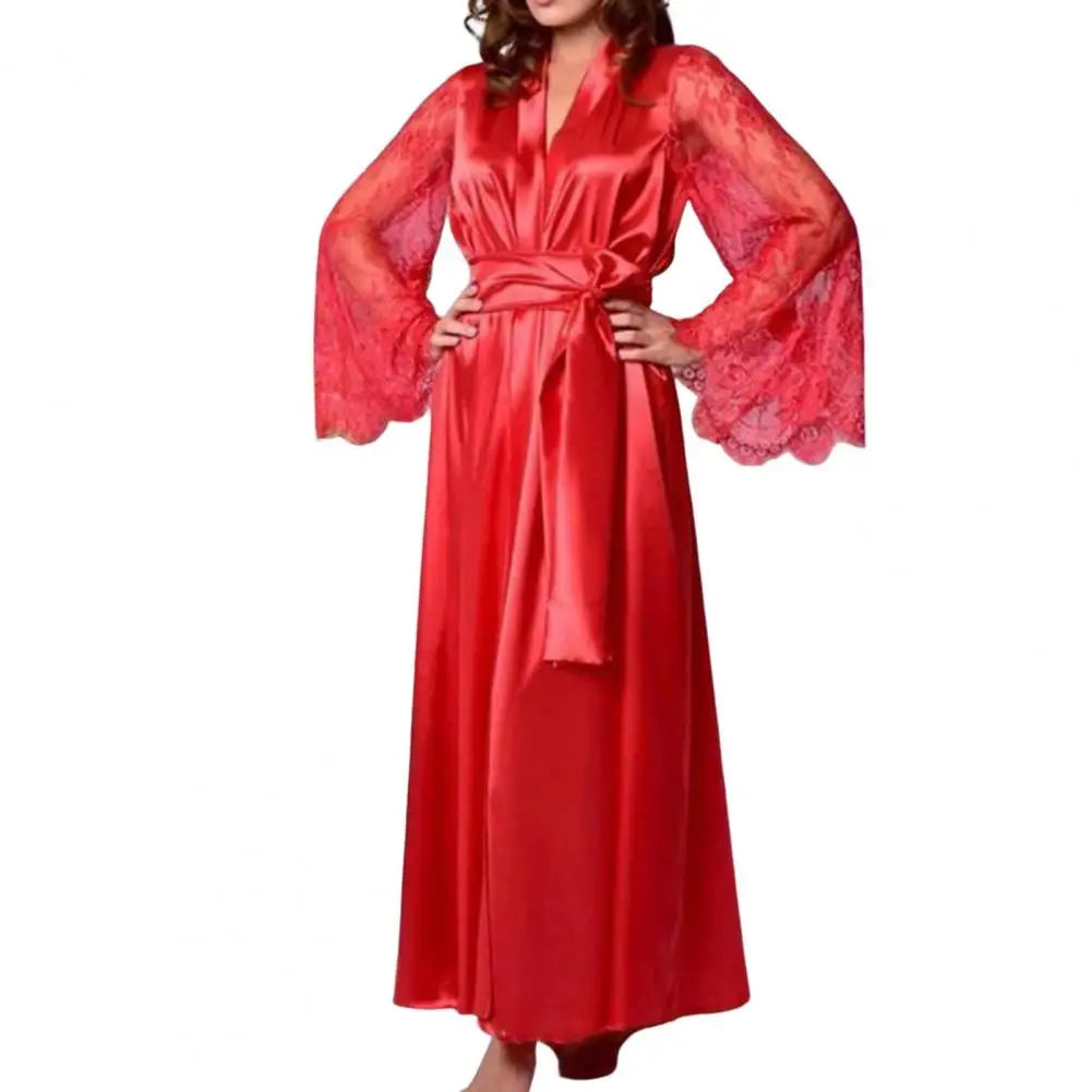 Fabulous Big Sleeves Perspective Lady Sleeping Gown Cardigan Lady Pajamas Sexy Comfortable Lady Nightgown for Bedroom