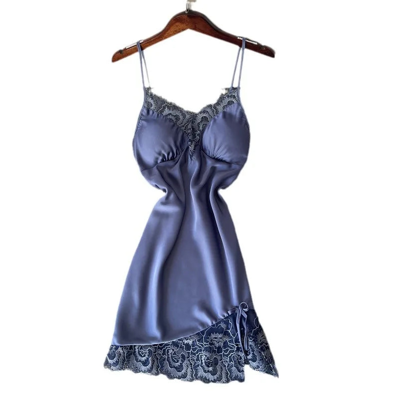 Sexy Suspender Nightgown Nightdress Female Lace Hollow Out Sleepwear Nighty Gown Loungewear Women Night Dress Summer Homewear